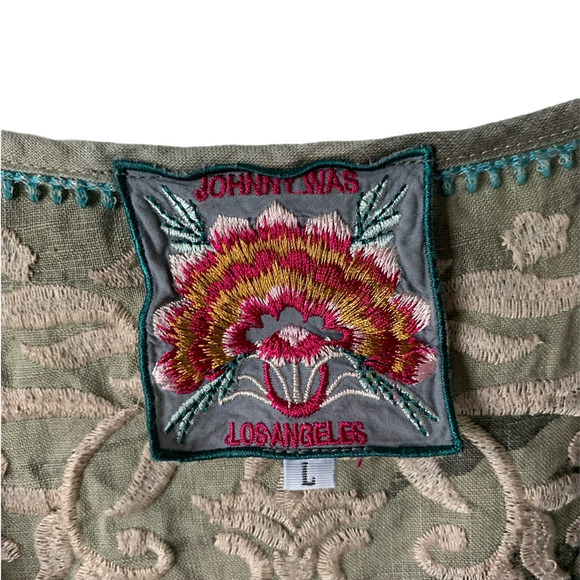 Johnny Was Adeline Linen Embroidered Sleeveless Shift Dress, size L - Picture 9 of 9